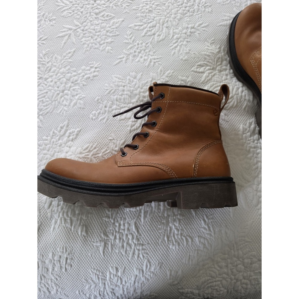 ECCO Grainer Leather Workwear Casual Boots Size 9.5M Amber Brown - Picture 6 of 6